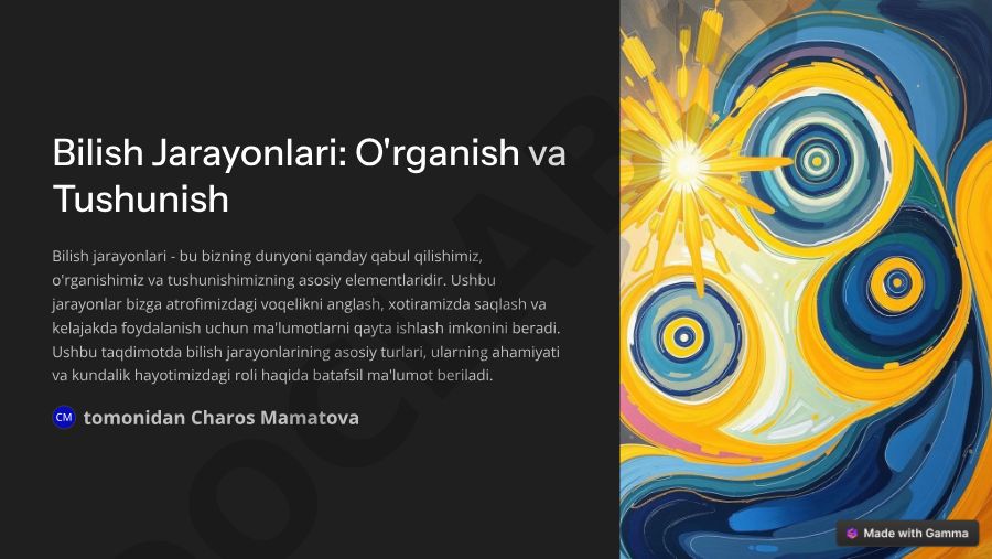Bilish Jarayonlari: O'rganish va Tushunish