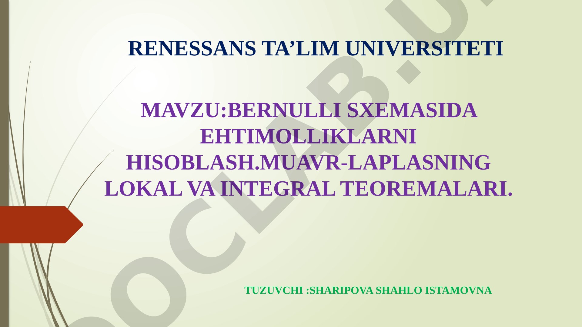 Bernulli sxemasida ehtimolliklarni hisoblash. Muavr-Laplasning lokal va integral teoremalari