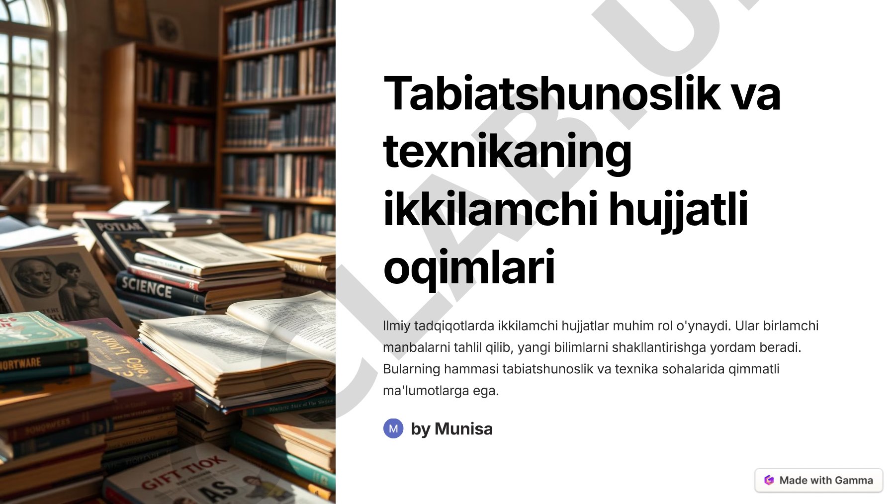 Tabiatshunoslik va texnikaning ikkilamchi hujjatli oqimlari