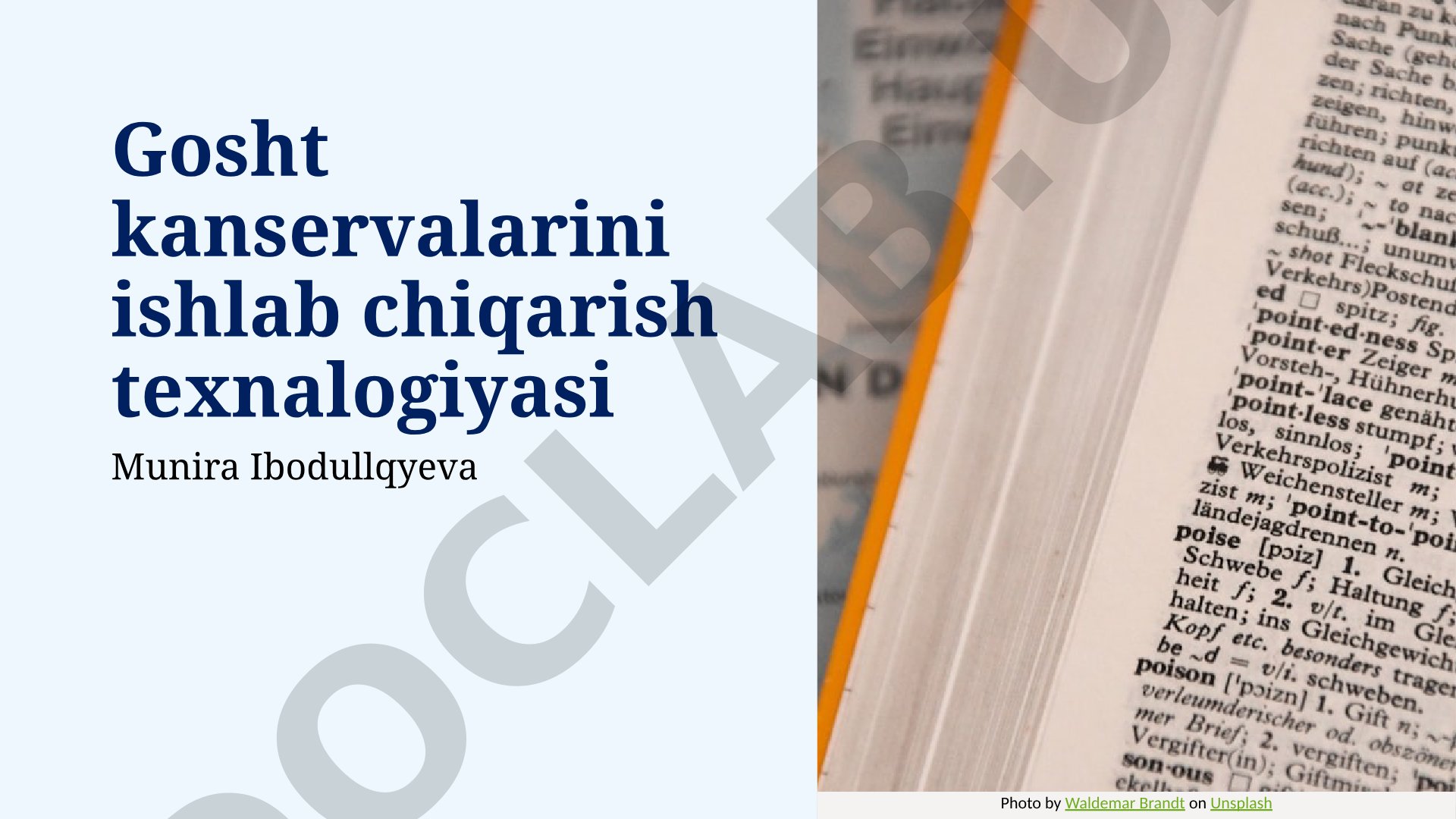 Gosht kanservalarini ishlab chiqarish texnalogiyasi