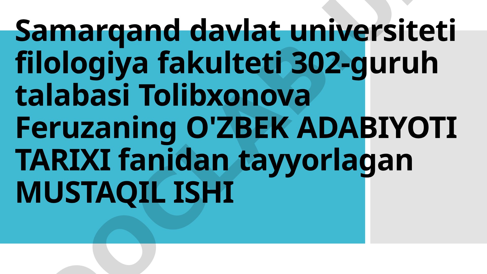 Muhammad Rahimxon Feruz hayoti va ijodiy faoliyati haqida mustaqil ish