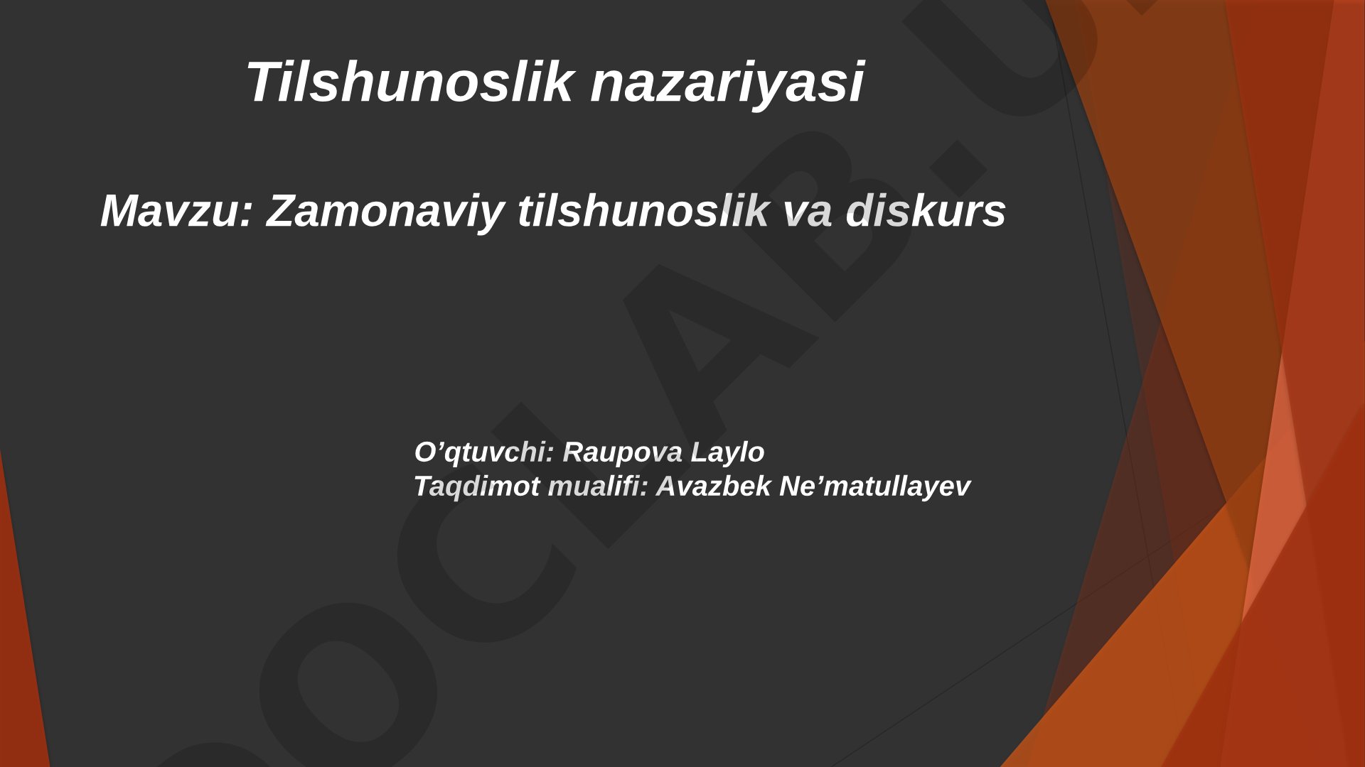 Zamonaviy tilshunoslik va diskurs