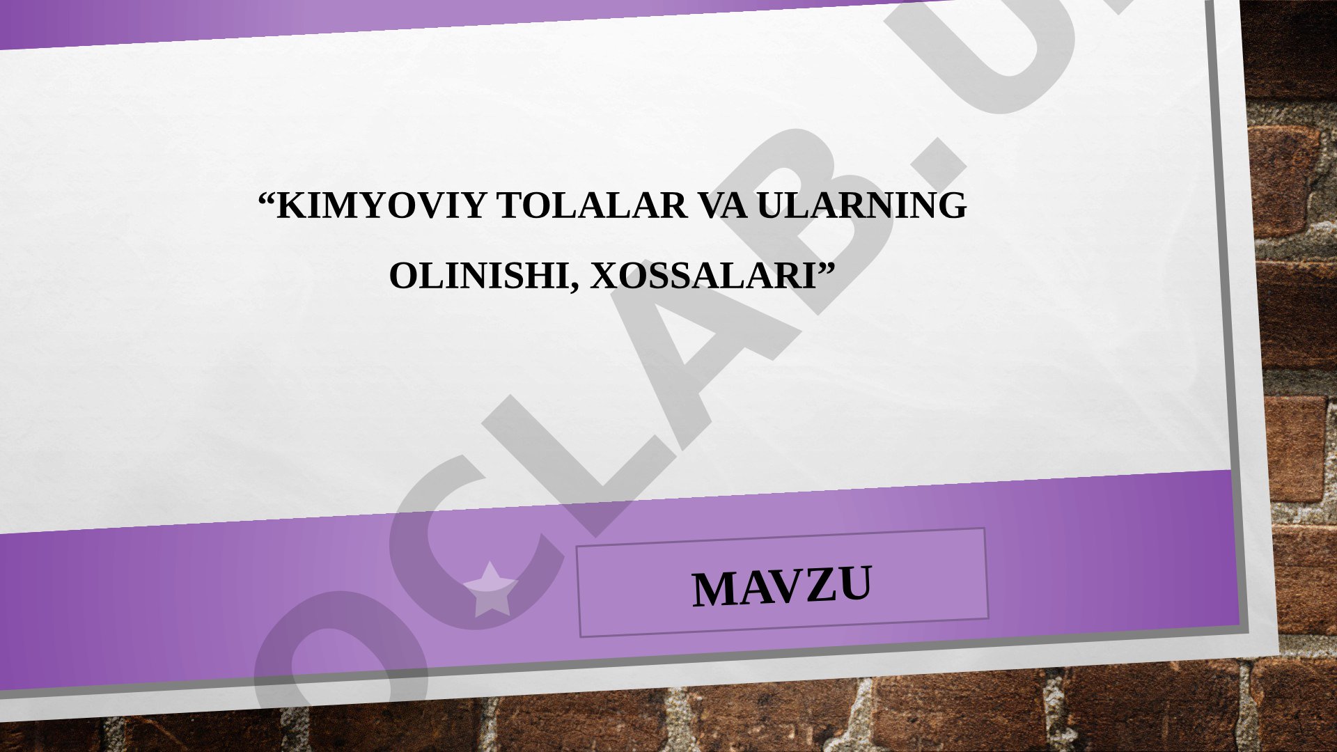 Kimyoviy tolalar va ularning olinishi, xossalari