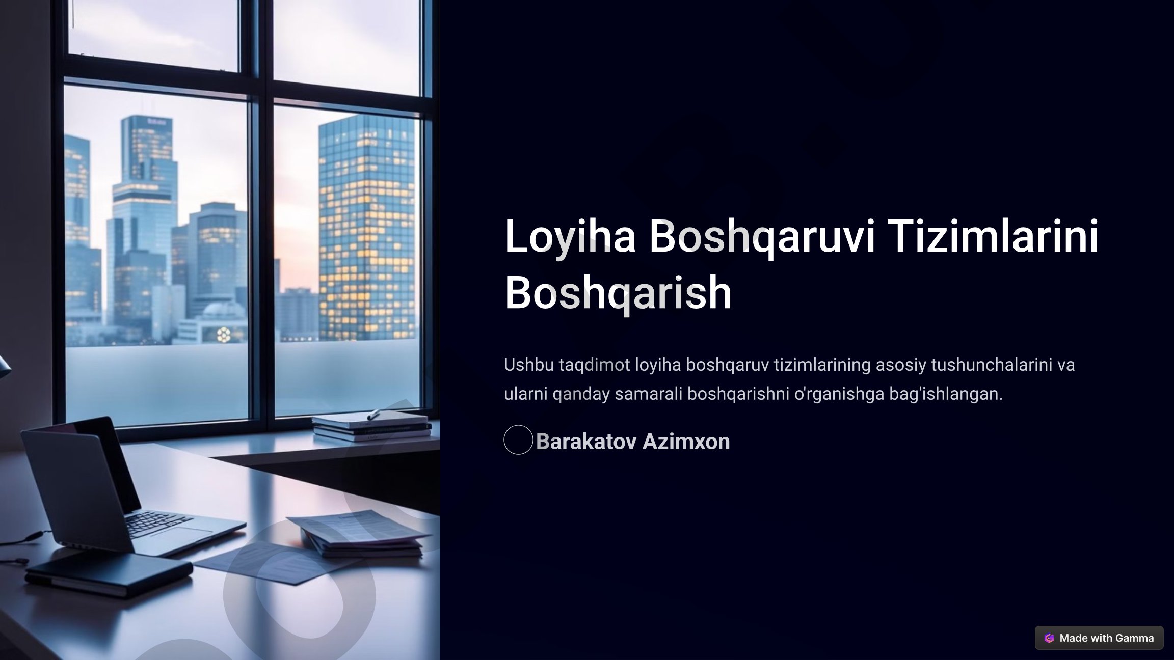 Loyiha Boshqaruvi Tizimlarini Boshqarish