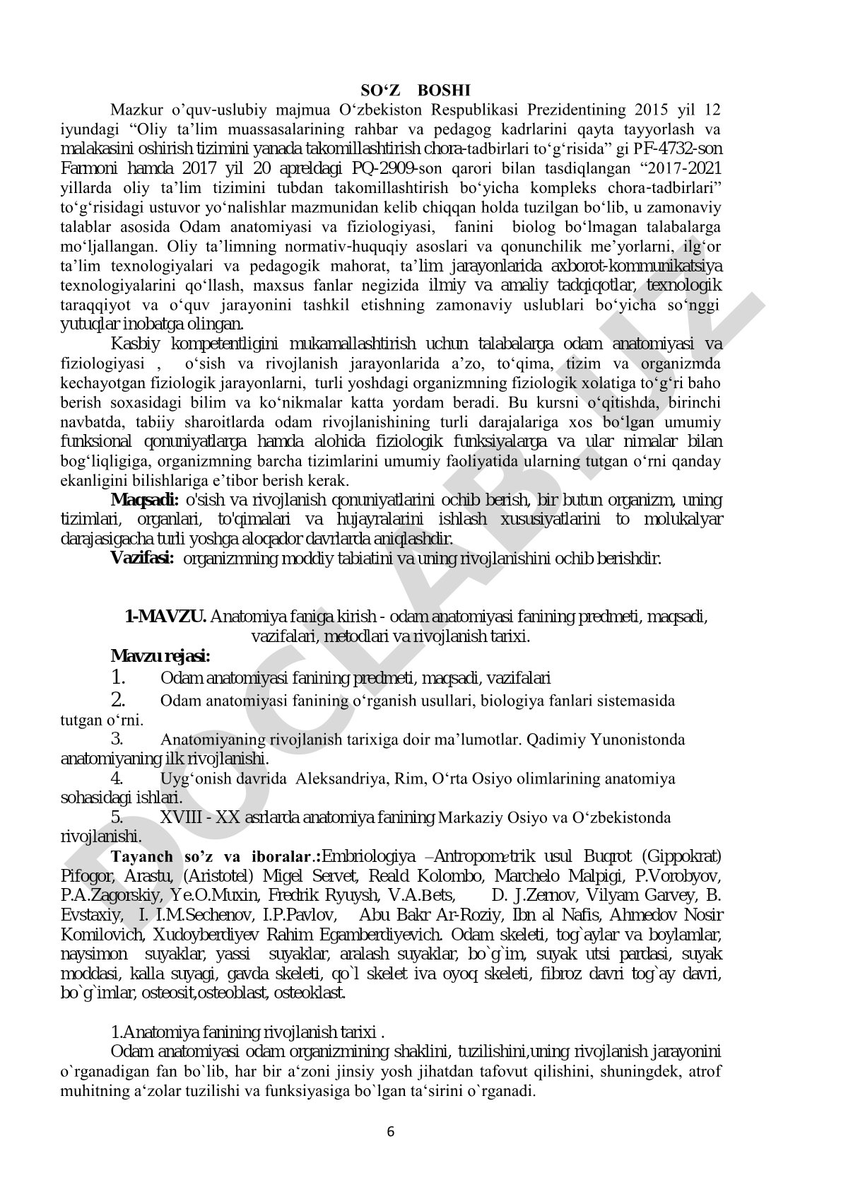 Odam anatomiyasi va fiziologiyasi