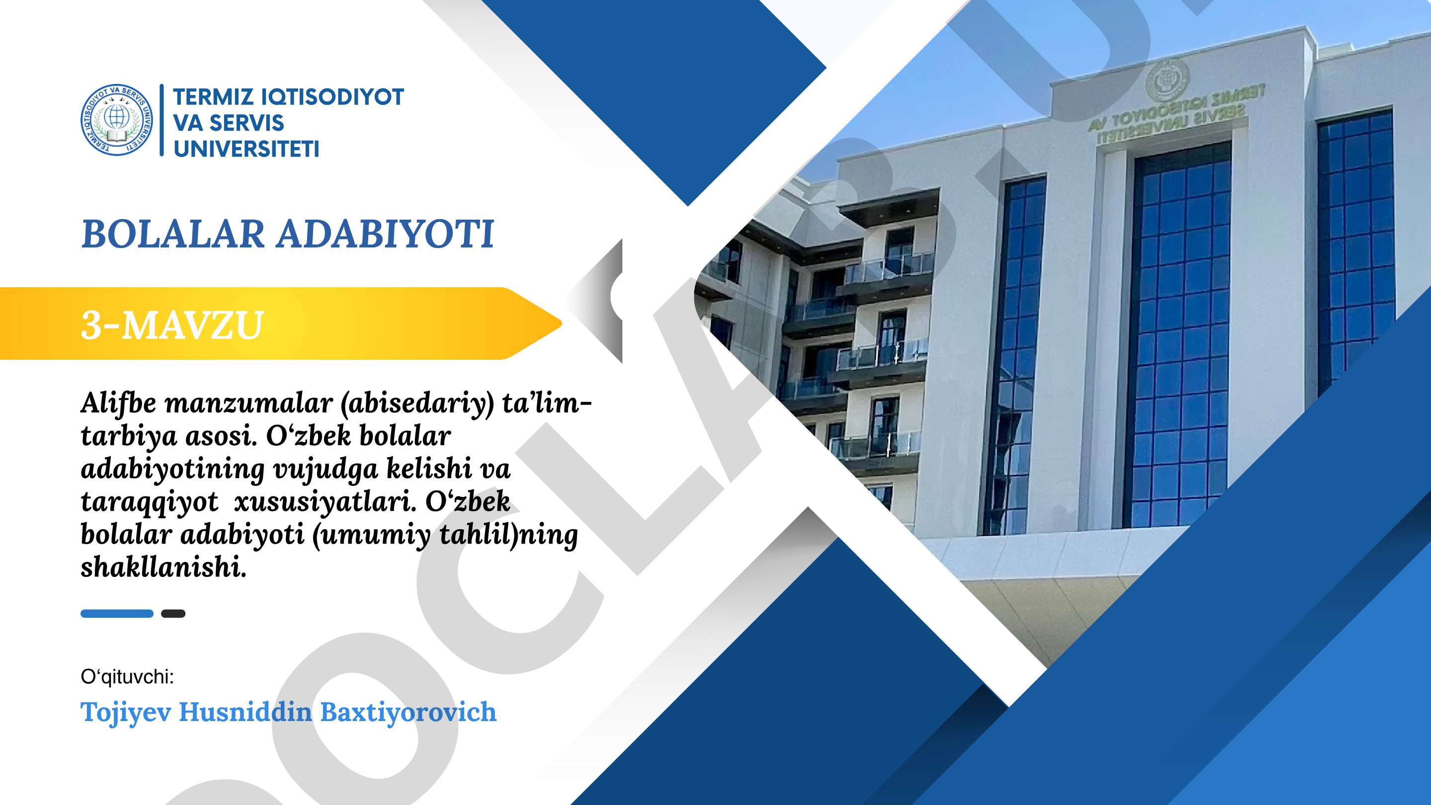 Bolalar adabiyoti: Alifbe manzumalar va o'zbek bolalar adabiyotining shakllanishi