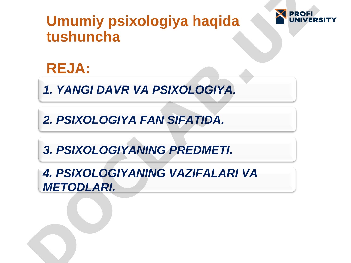 Umumiy psixologiya haqida tushuncha