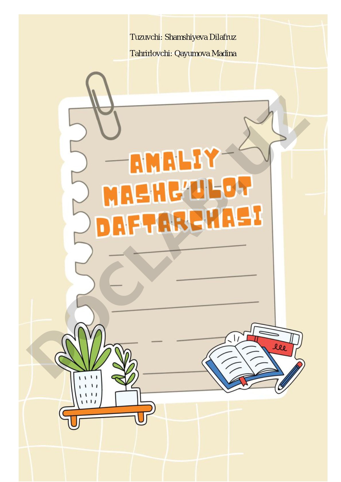 Ona tili va adabiyot fanidan amaliy mashg'ulot daftarchasi
