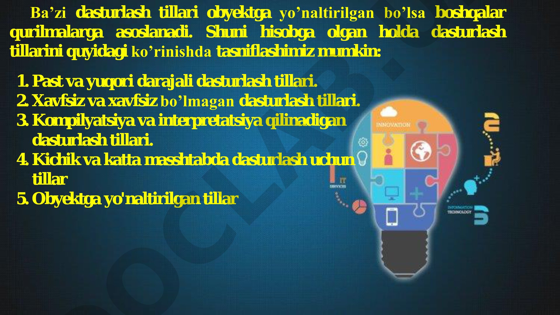 Dasturlash tillari tasnifi