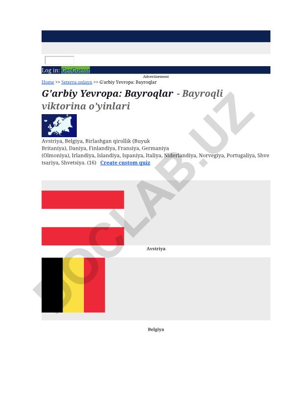 G'arbiy Yevropa mamlakatlarining bayroqlari
