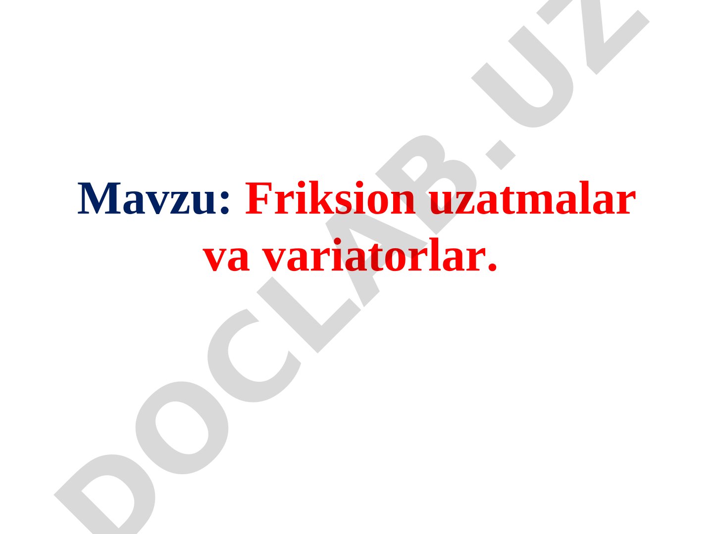 Friksion uzatmalar va variatorlar
