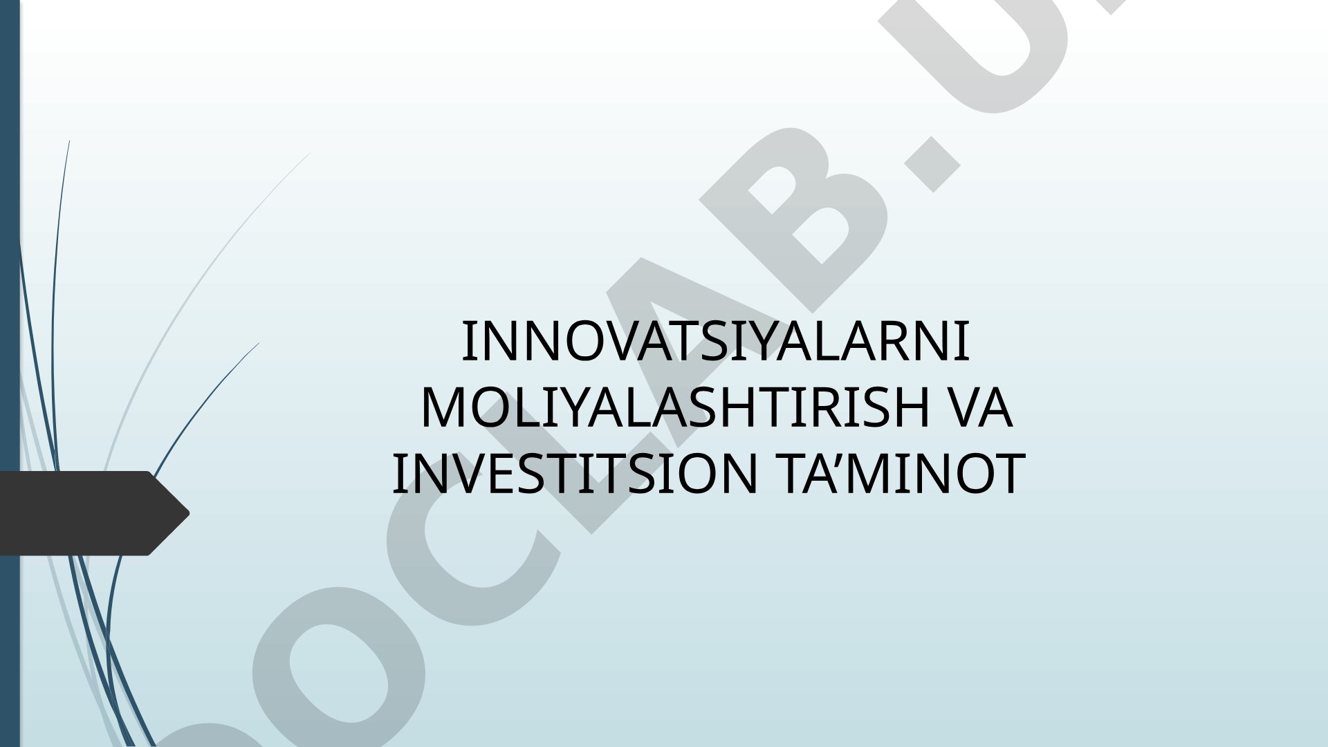 Innovatsiyalarni moliyalashtirish va investitsion ta’minot