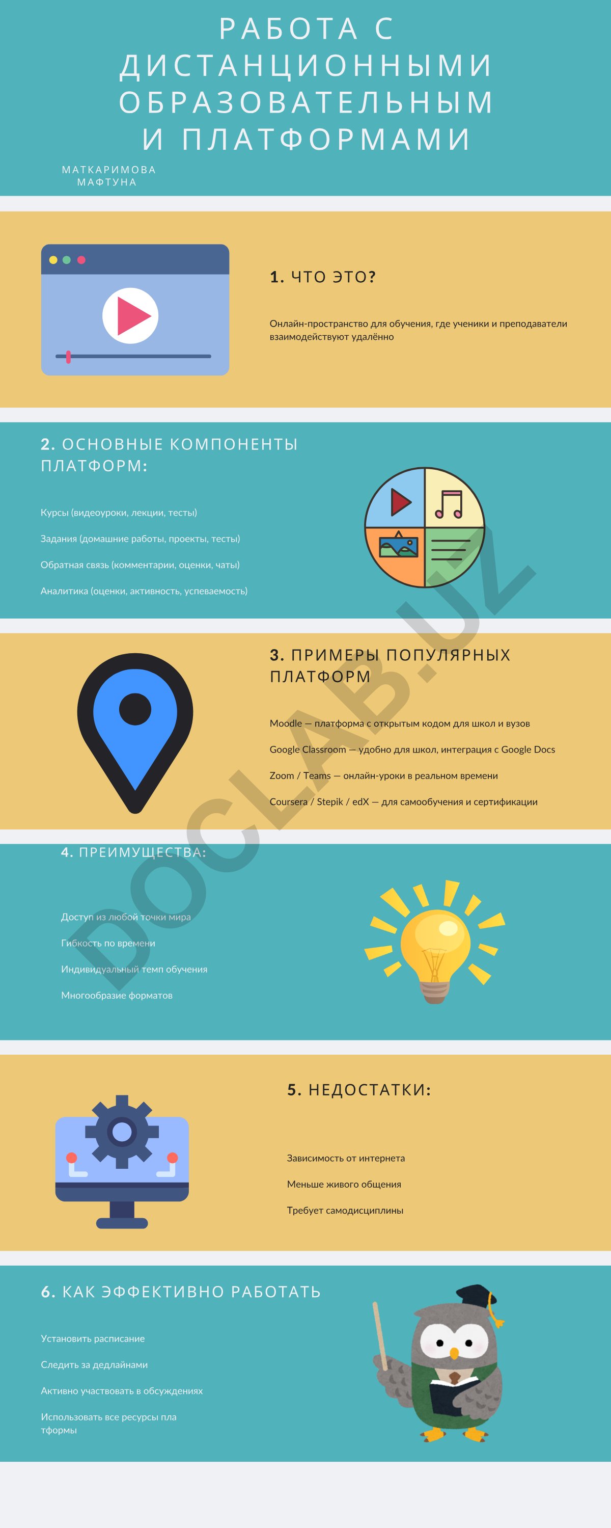 Работа с дистанционными образовательными платформами и инфографика