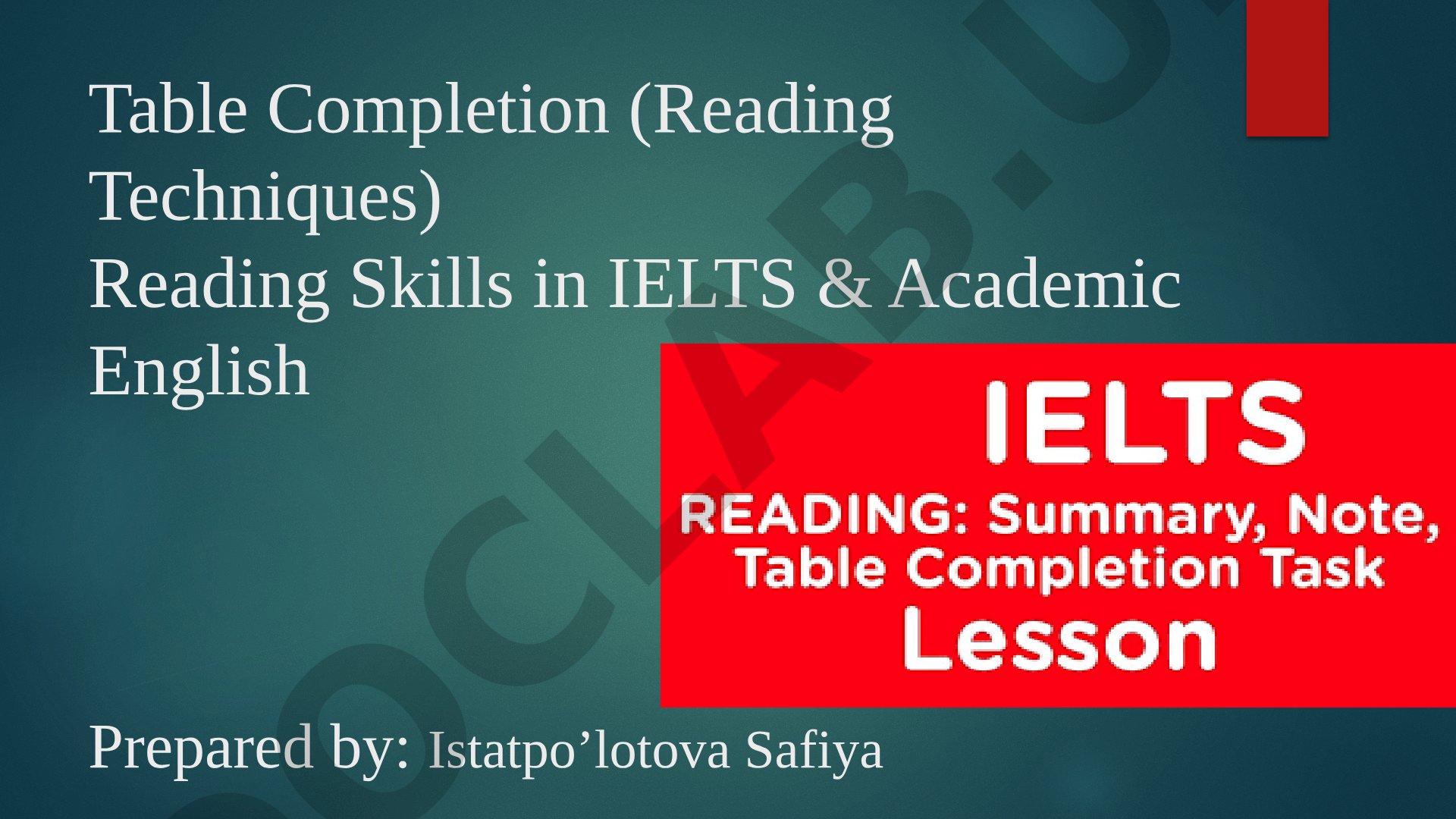Table Completion (Reading Techniques)