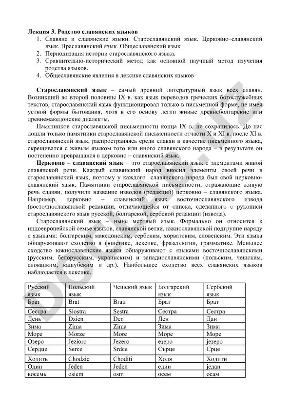 Родство славянских языков и старославянский язык