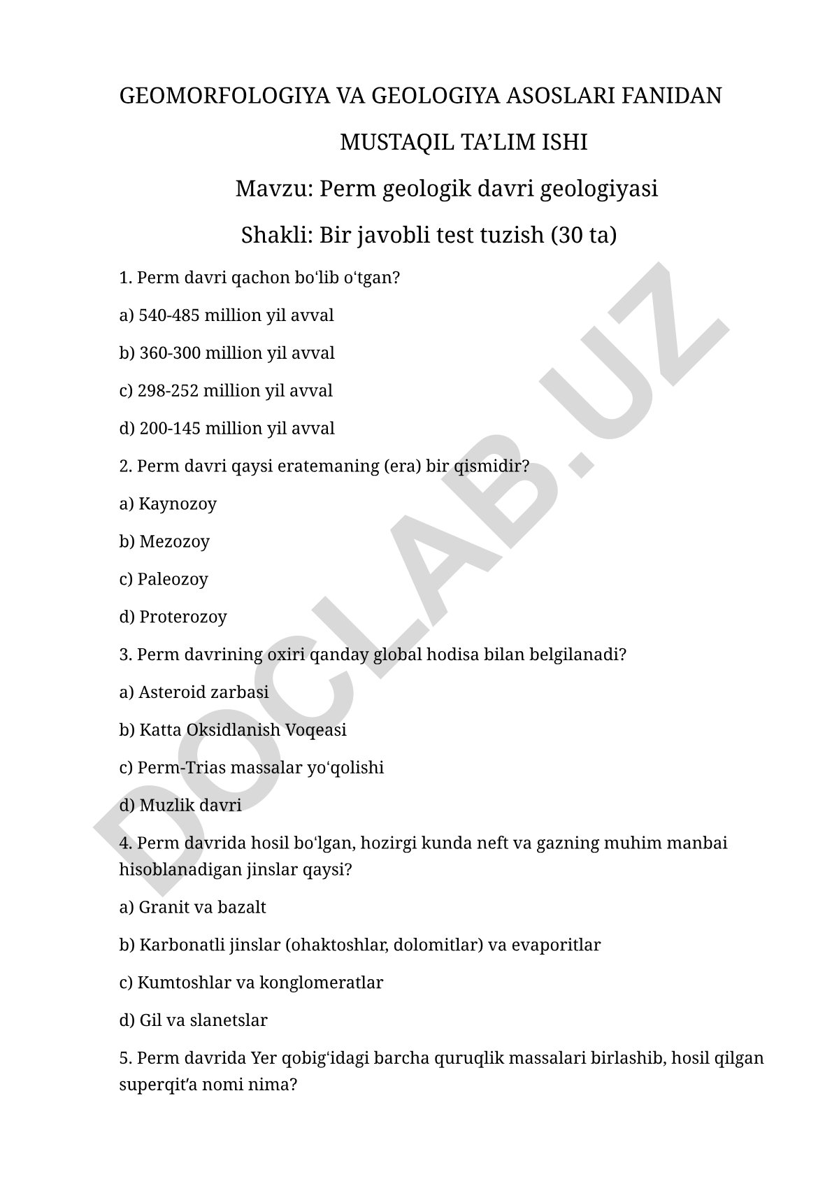 Perm geologik davri geologiyasi