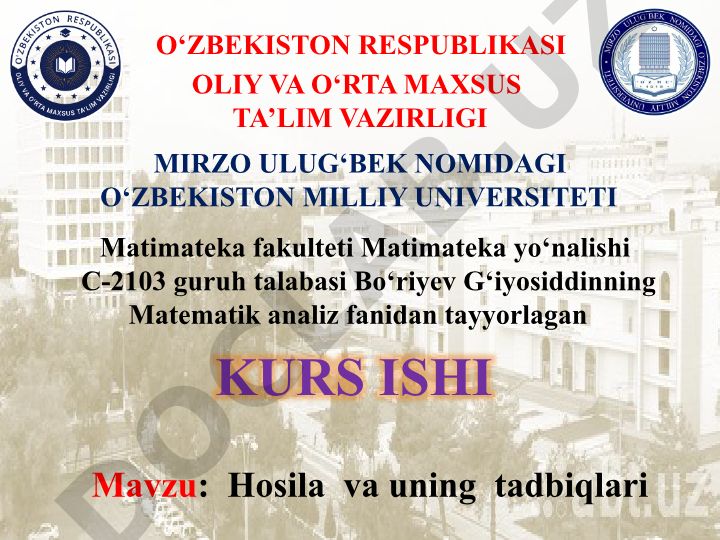 Hosila va uning tadbiqlari