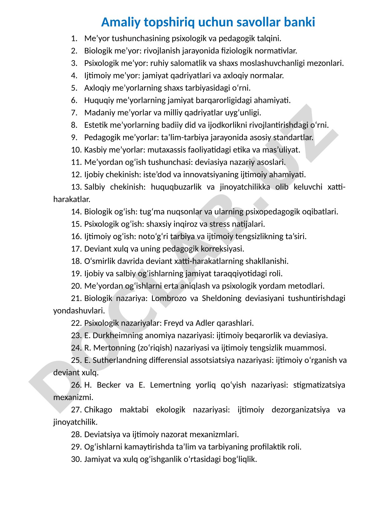 Me'yor tushunchasining psixologik va pedagogik talqini