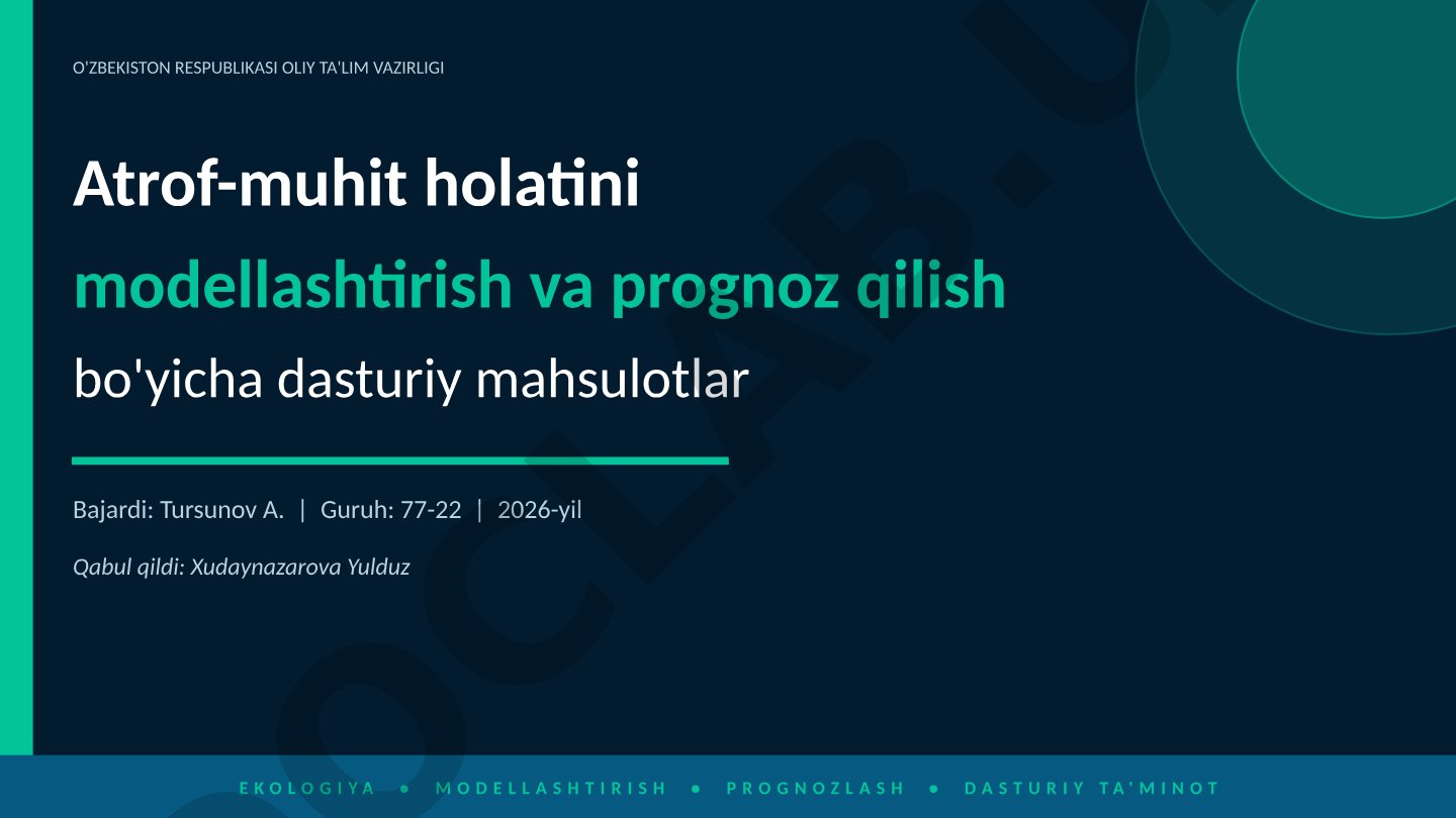 Atrof-muhit holatini modellashtirish va prognoz qilish bo'yicha dasturiy mahsulotlar