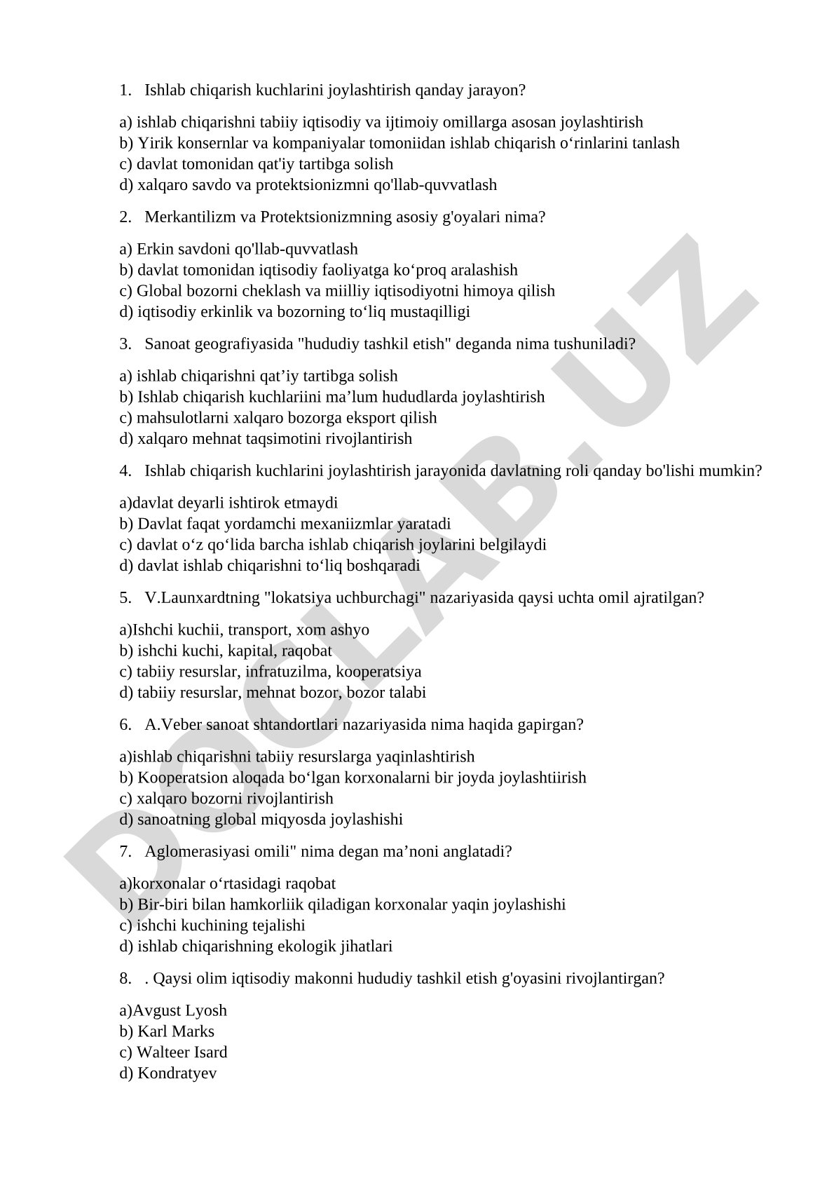 Iqtisodiy geografiyada ishlab chiqarish kuchlarini joylashtirish