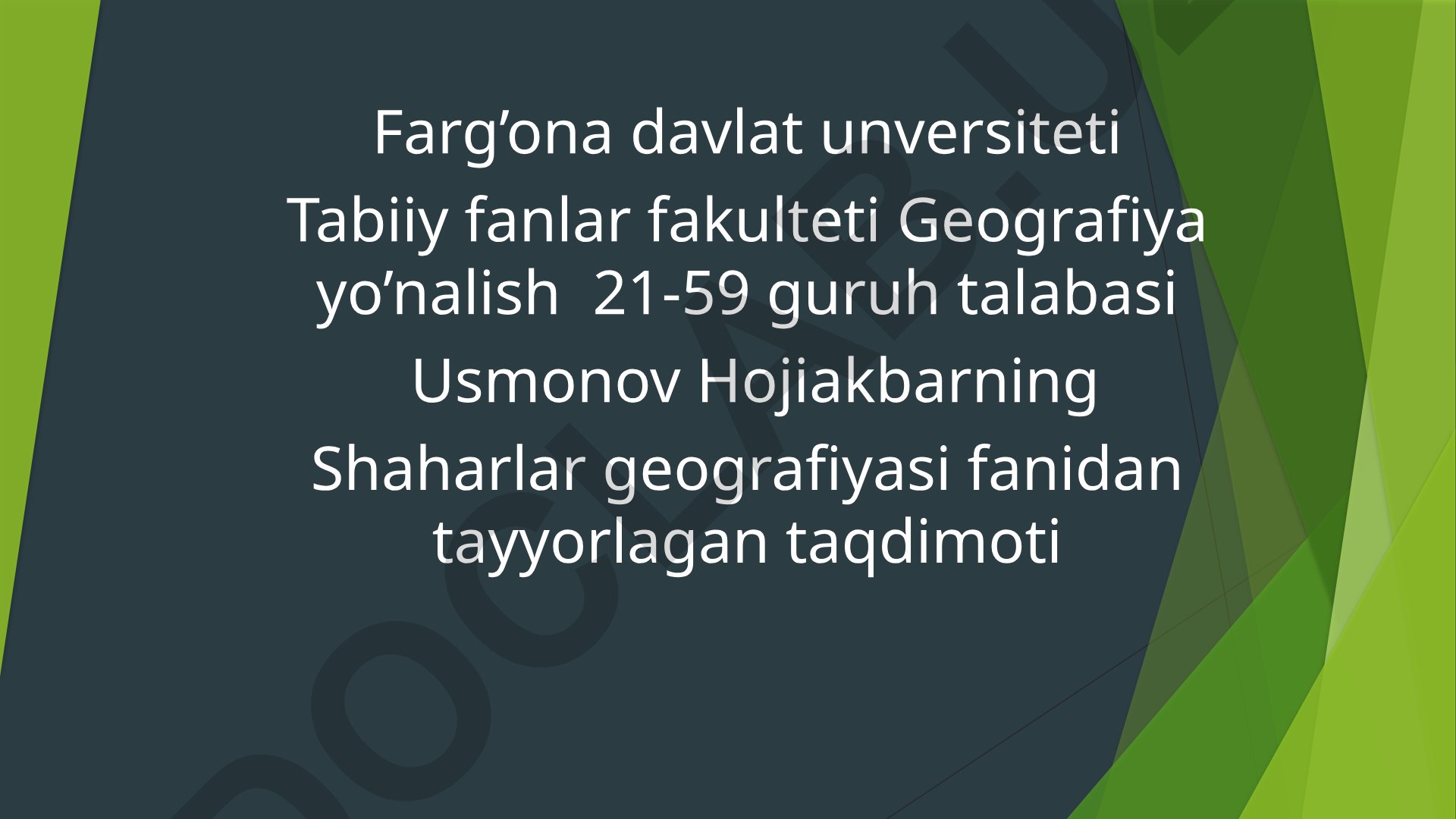 Jahon urbanizatsiyasi va mintaqaviy xususiyatlari