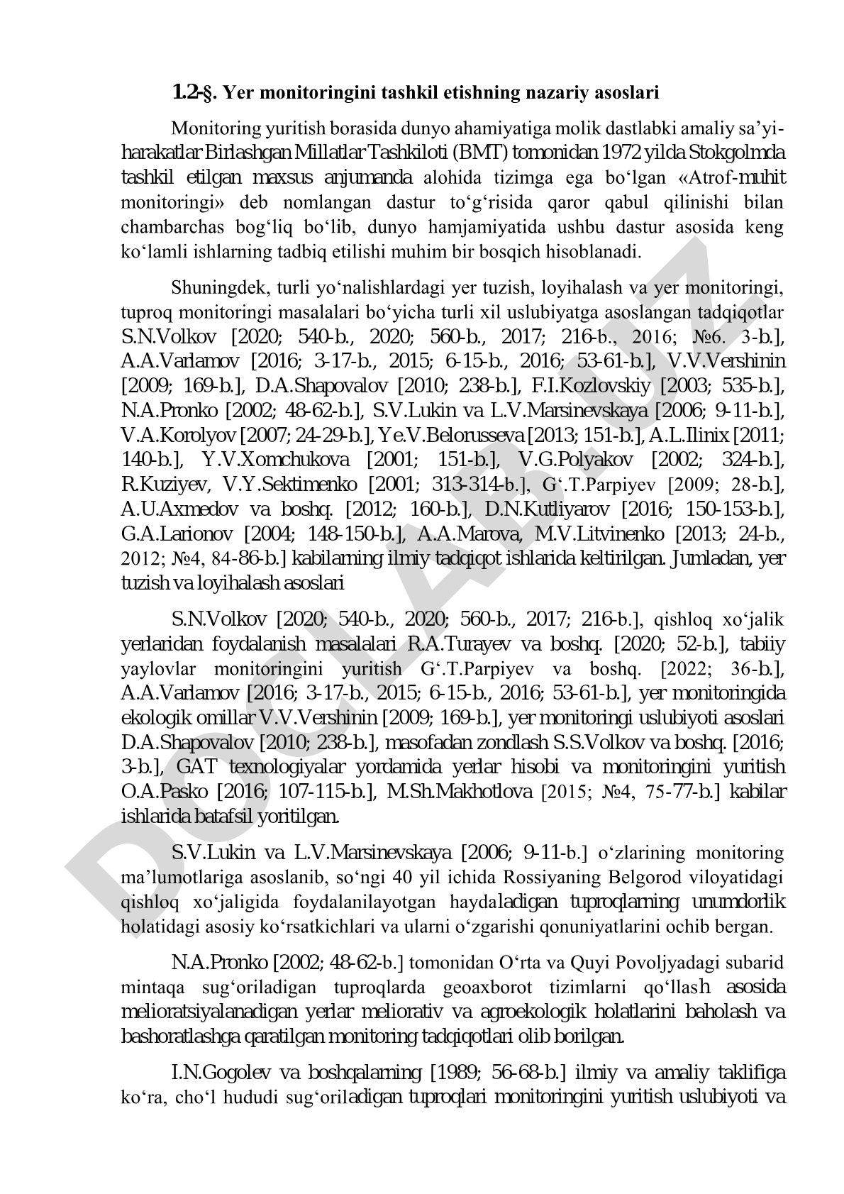 Yer monitoringini tashkil etishning nazariy asoslari