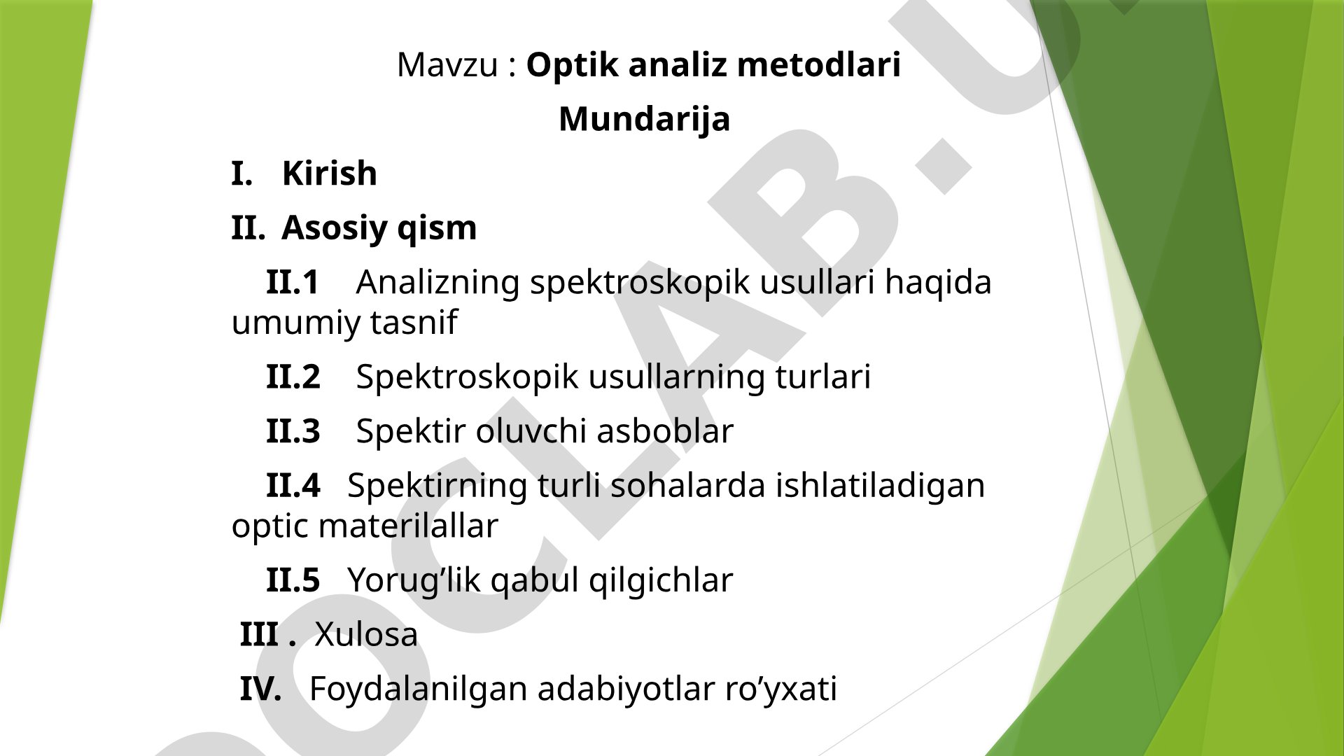 Optik analiz metodlari