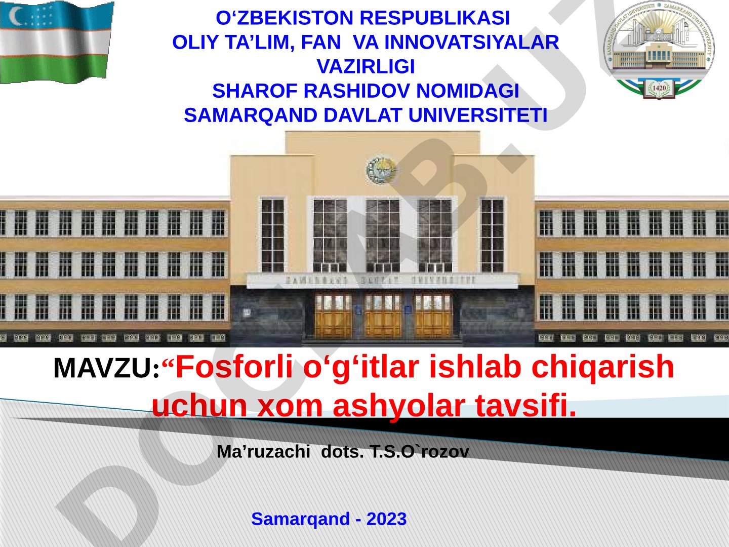 Fosforli o‘g‘itlar ishlab chiqarish uchun xom ashyolar tavsifi