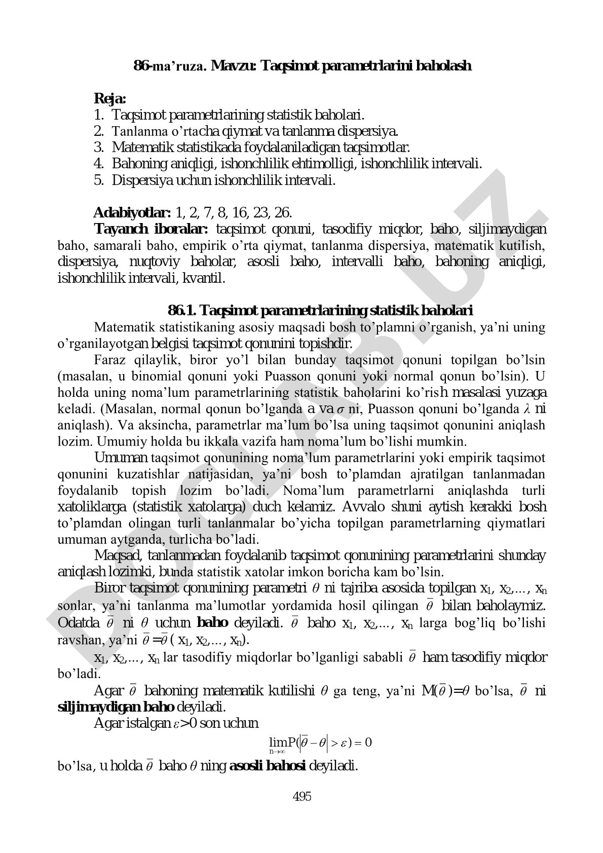 Taqsimot parametrlarini baholash
