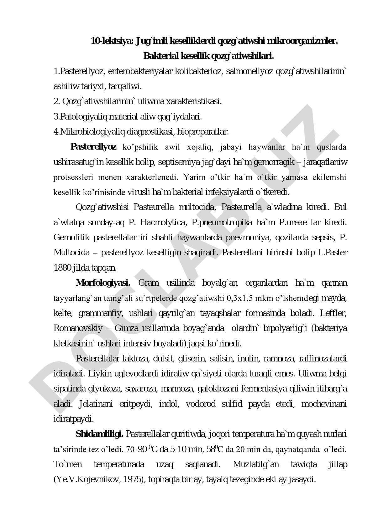 Pasterellyoz, kolibakterioz ha'm salmonellyoz qozg`atiwshilari