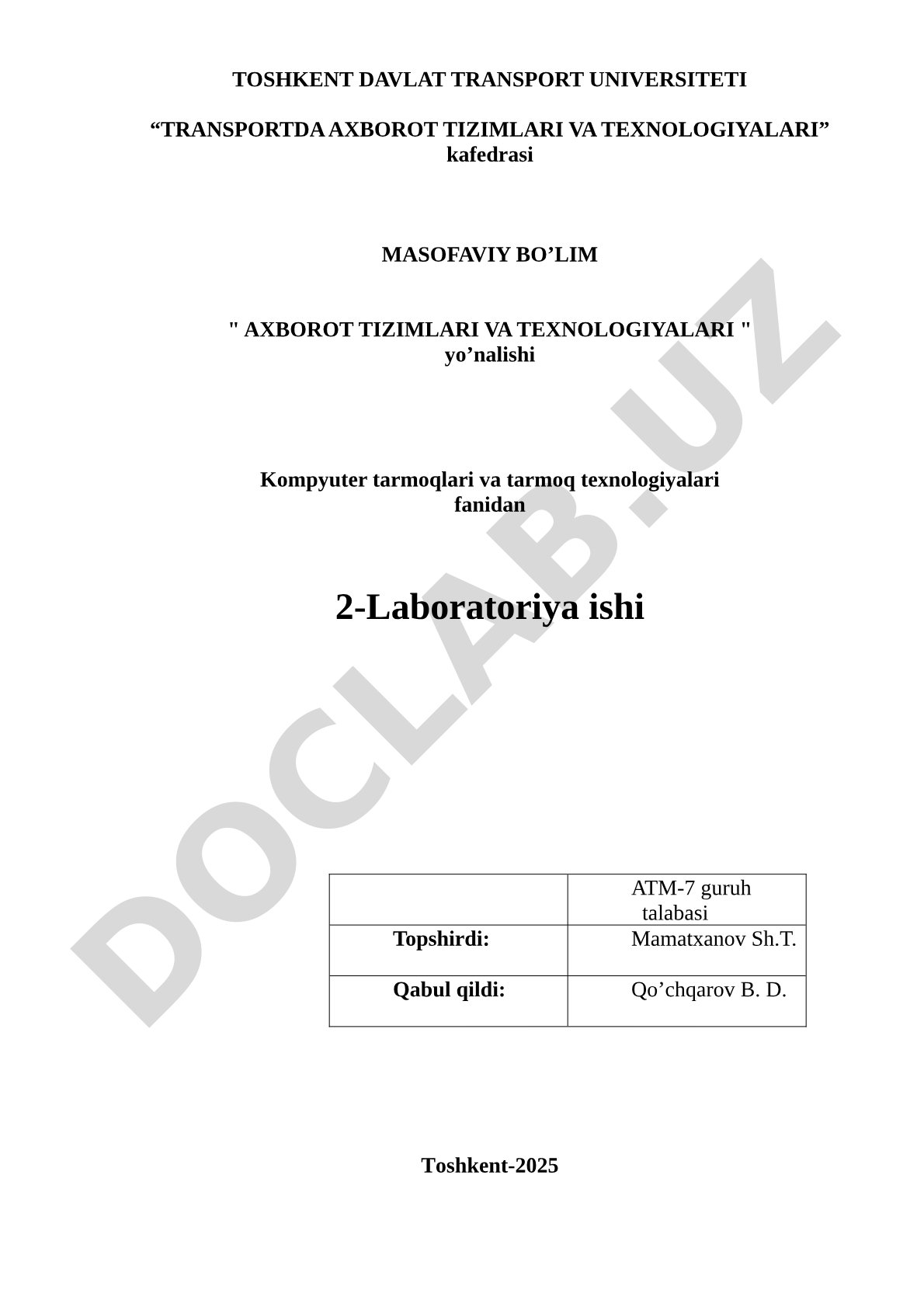 IP manzil va subnet maskani hisoblash