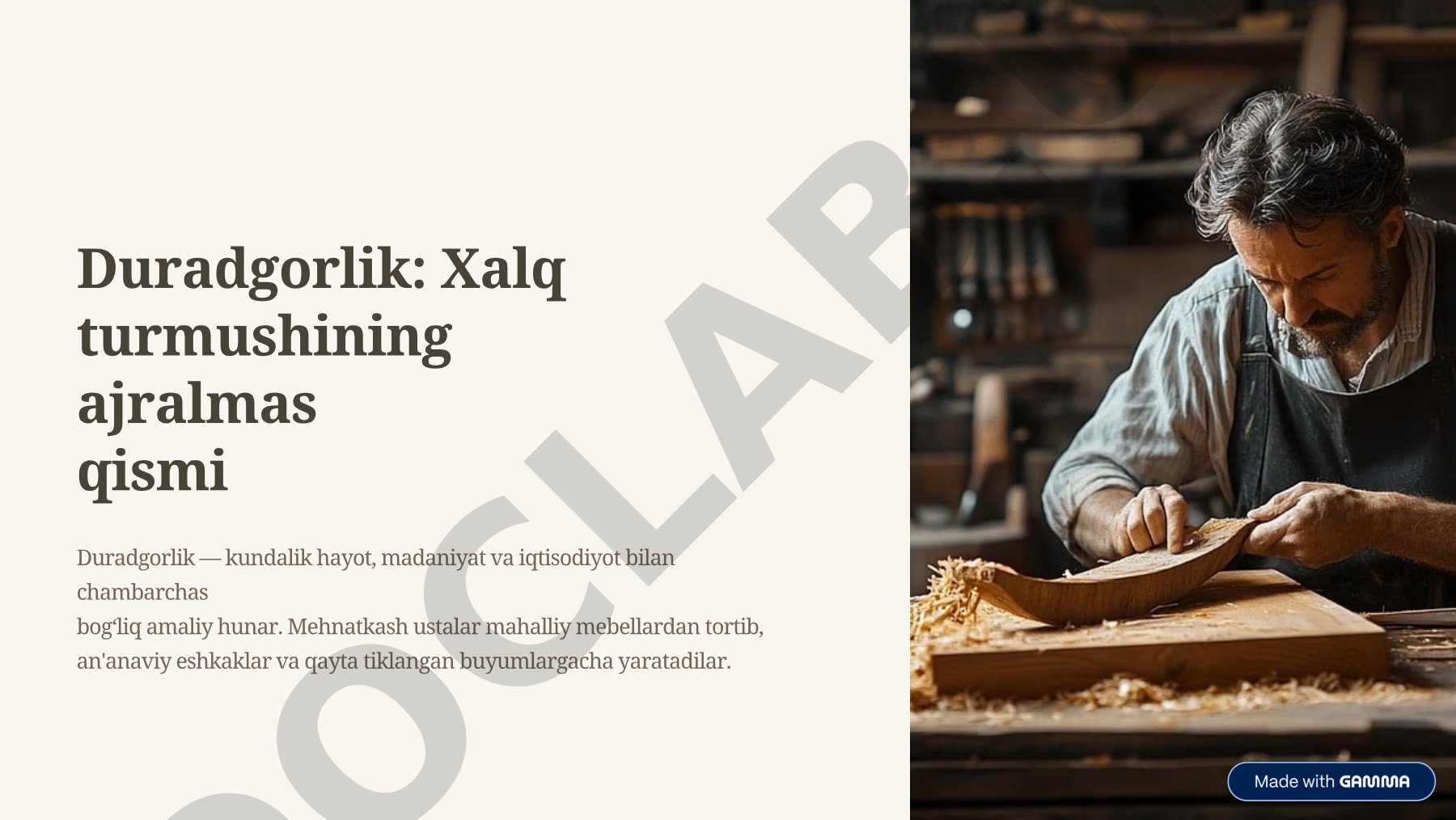 Duradgorlik: Xalq turmushining ajralmas qismi