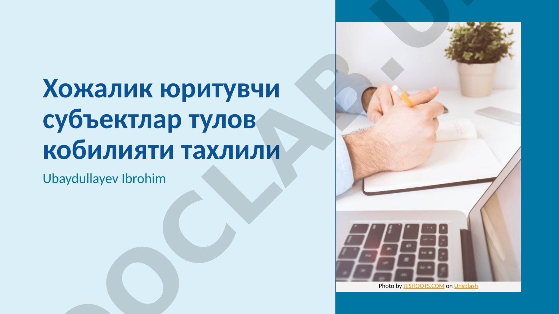 Хожалик юритувчи субъектлар тулов кобилияти тахлили