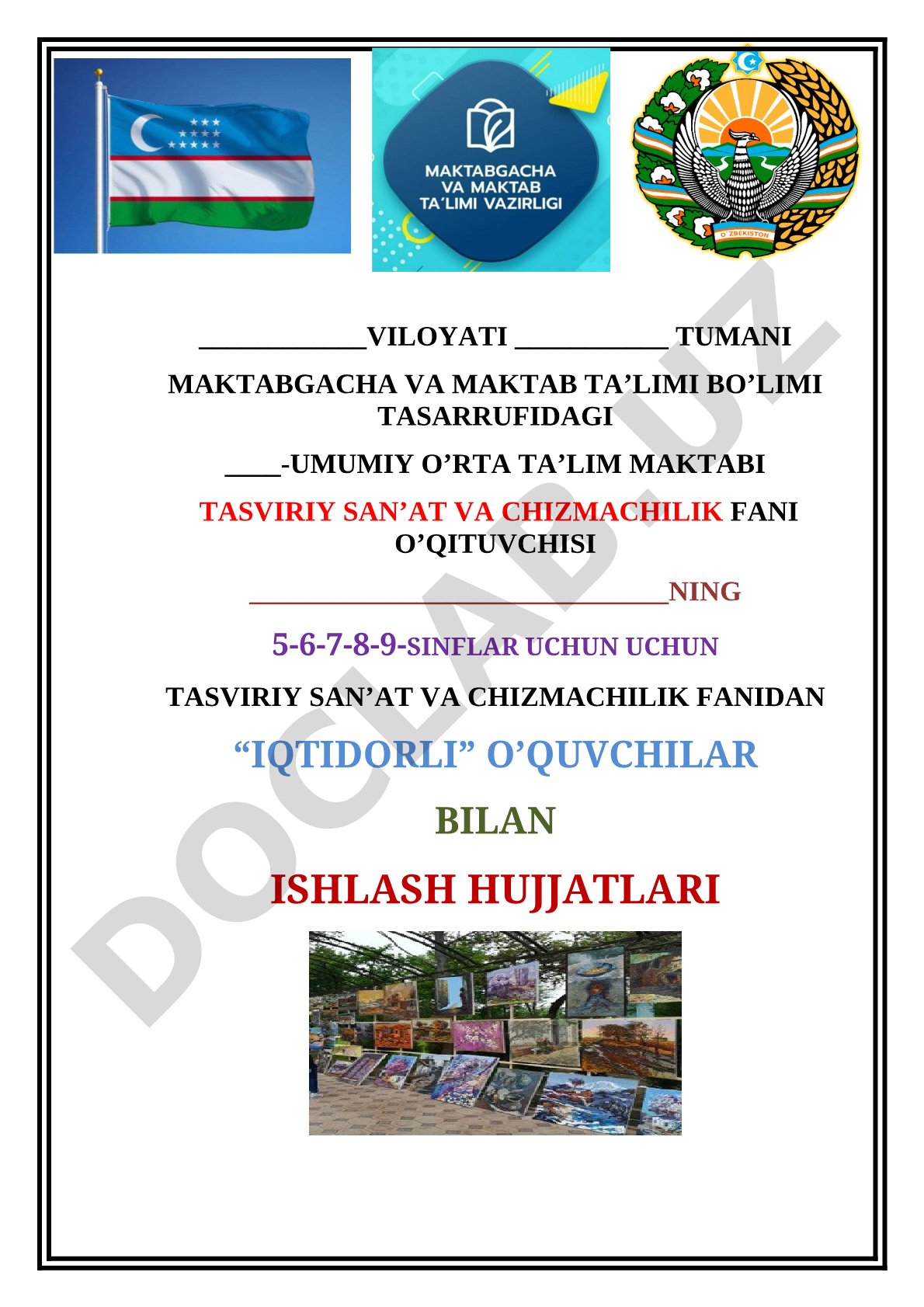 Tasviriy san'at va chizmachilik fanidan 5-9 sinflarda iqtidorli o'quvchilar bilan ishlash