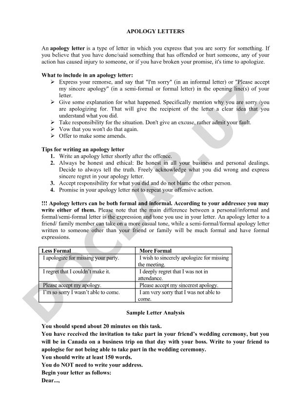 Apology Letters