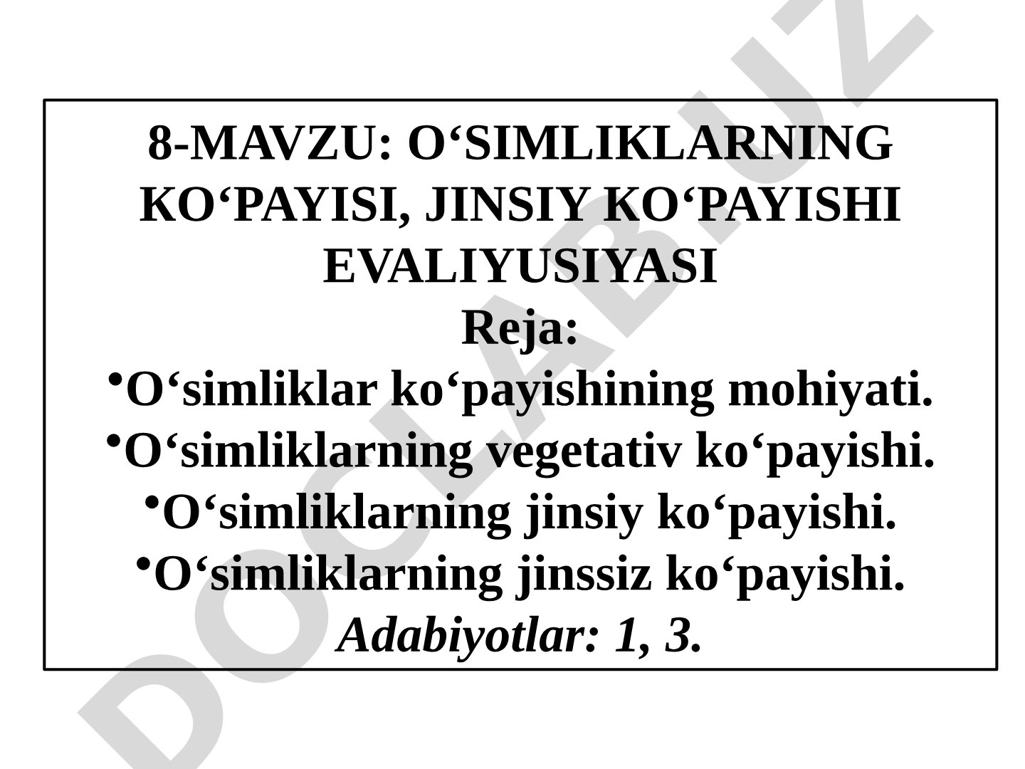O'simliklarning ko'payishi, jinsiy ko'payishi evalyusiyasi