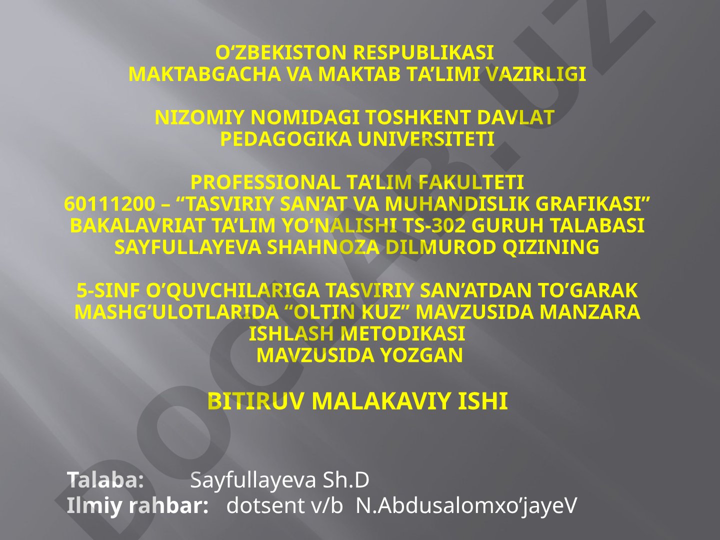 5-sinf o'quvchilariga "Oltin kuz" mavzusida manzara ishlash metodikasi