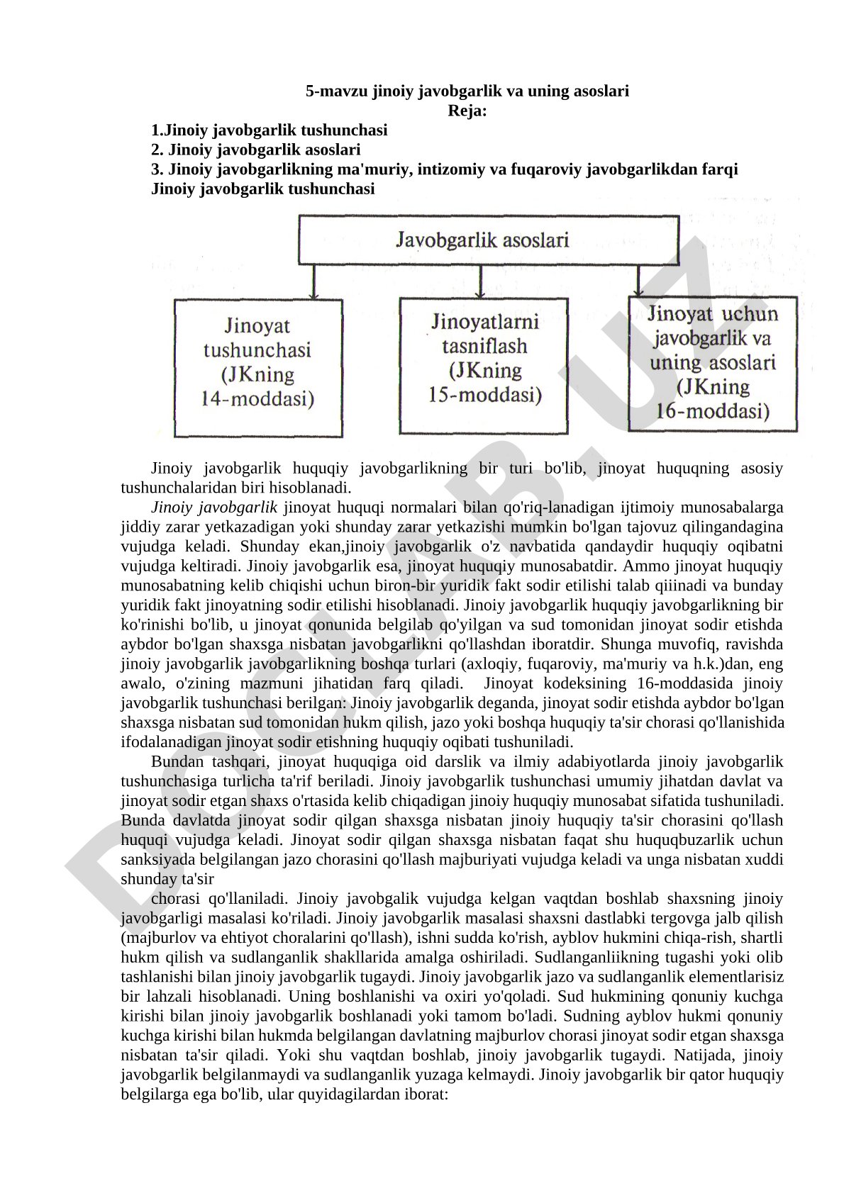 Jinoiy javobgarlik va uning asoslari