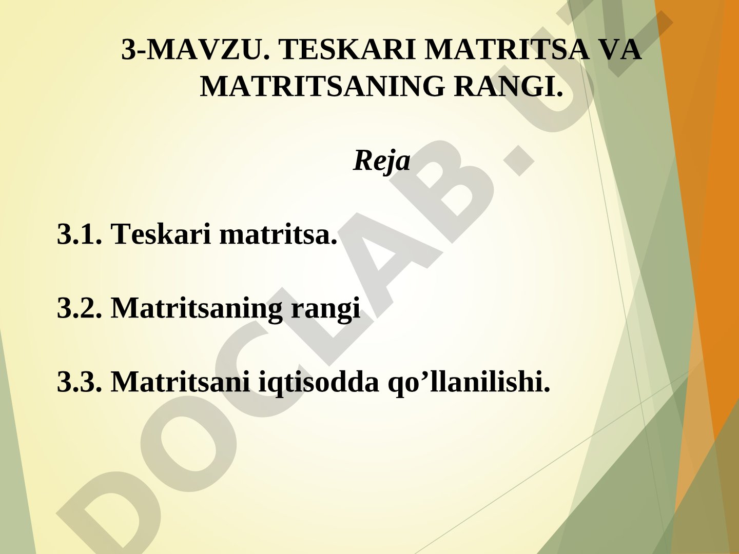 Teskari matritsa va matritsaning rangi