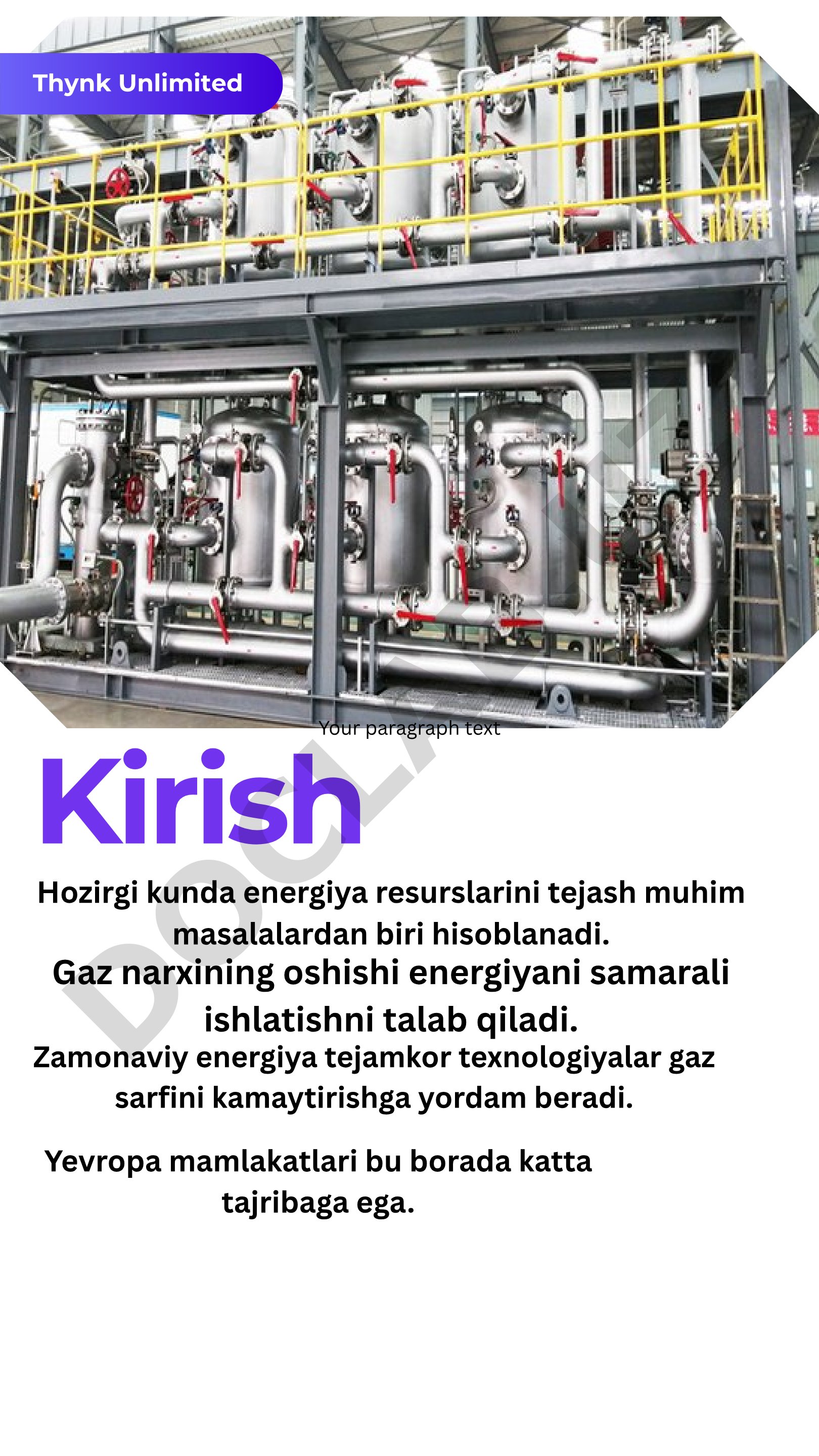 Energiya tejash va gaz iste'molini kamaytirish