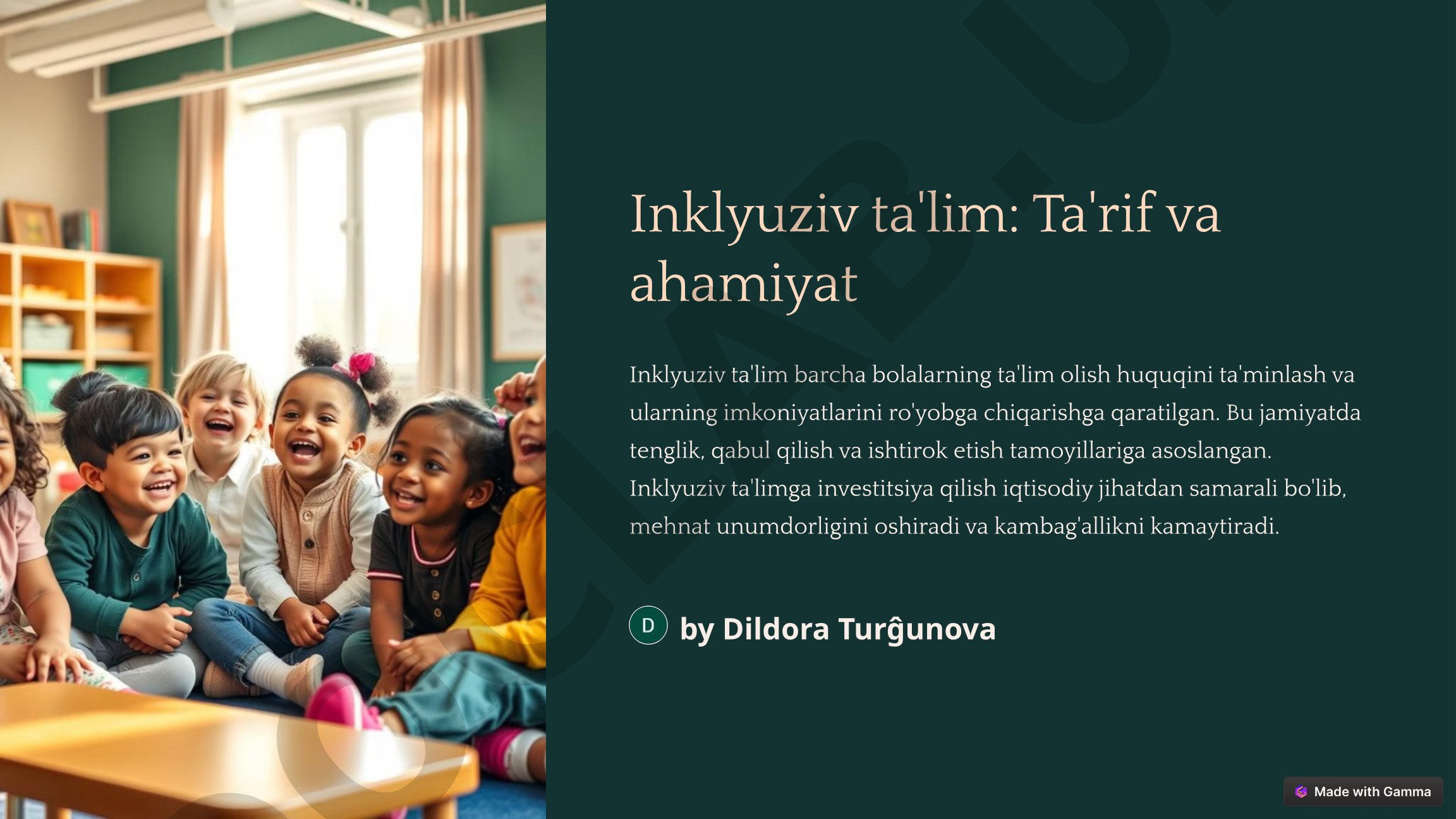 Inklyuziv ta'lim: Ta'rif va ahamiyat
