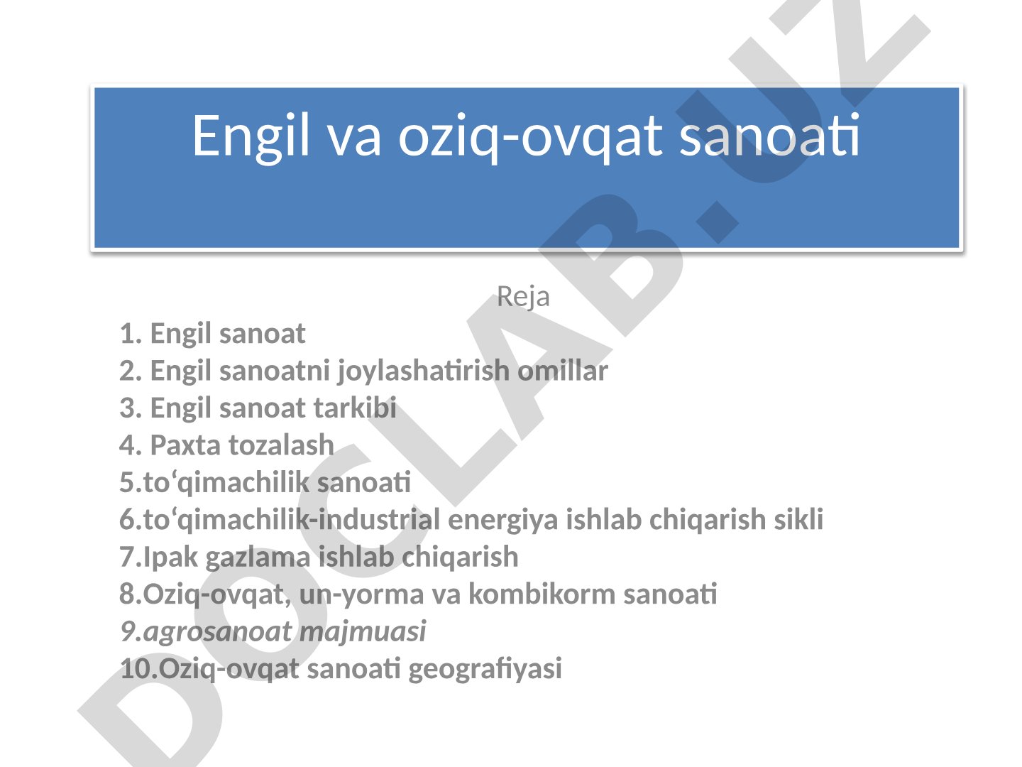 Engil va oziq-ovqat sanoati