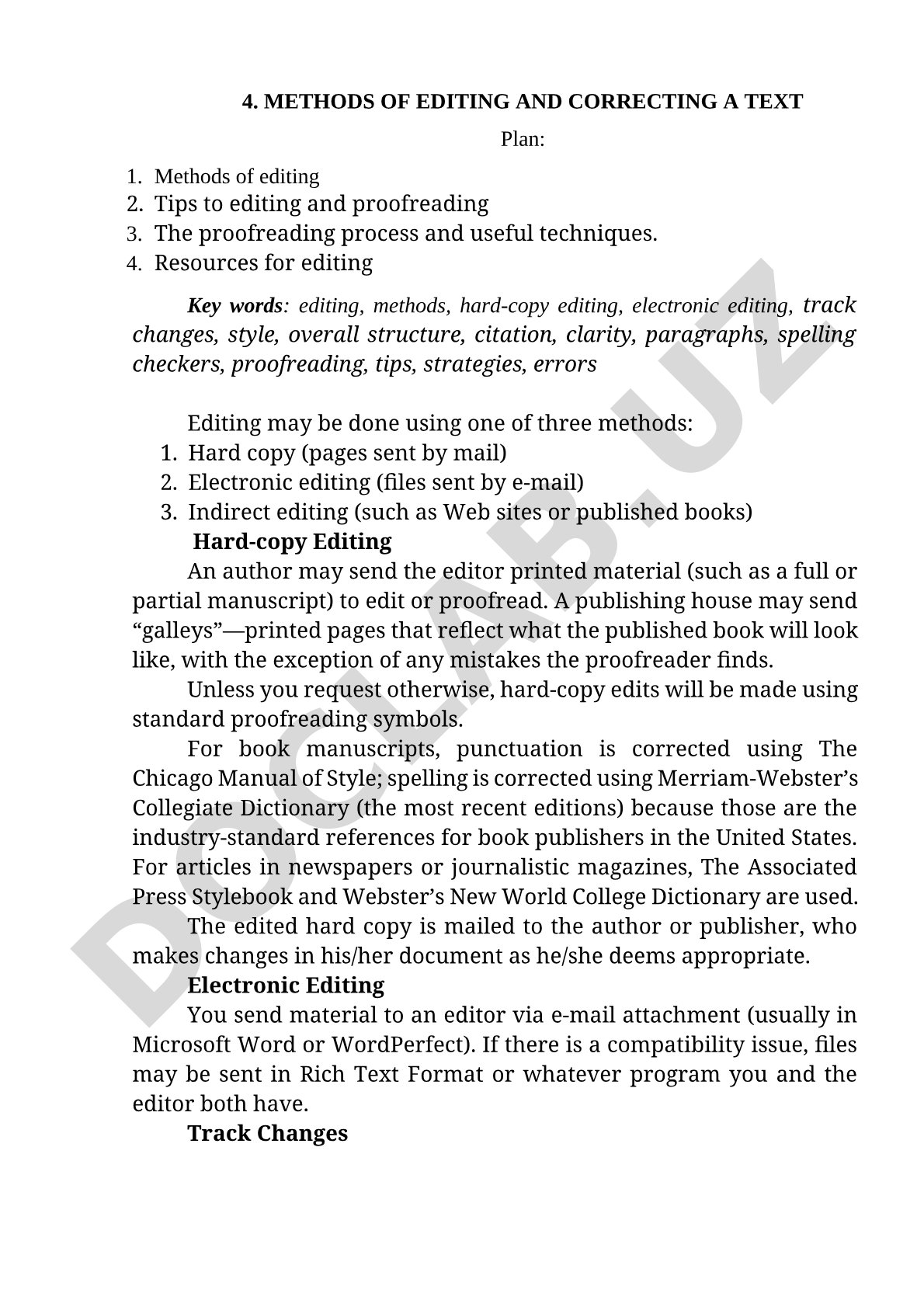 Methods of editing and correcting a text