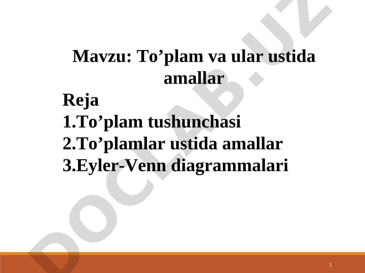 To’plam va ular ustida amallar