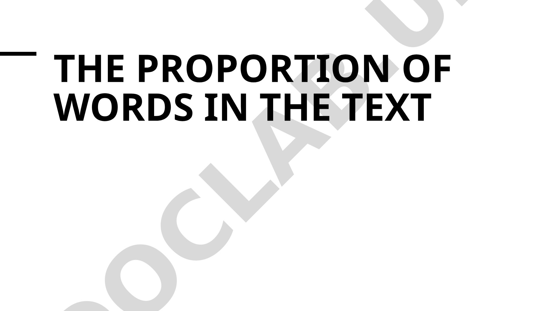 The proportion of words in the text