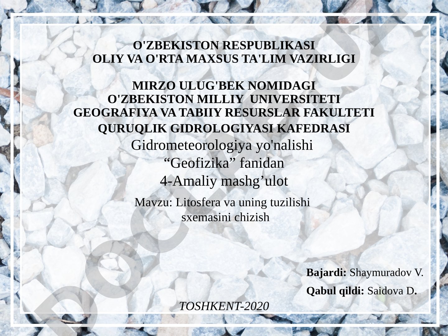 Litosfera va uning tuzilishi sxemasi