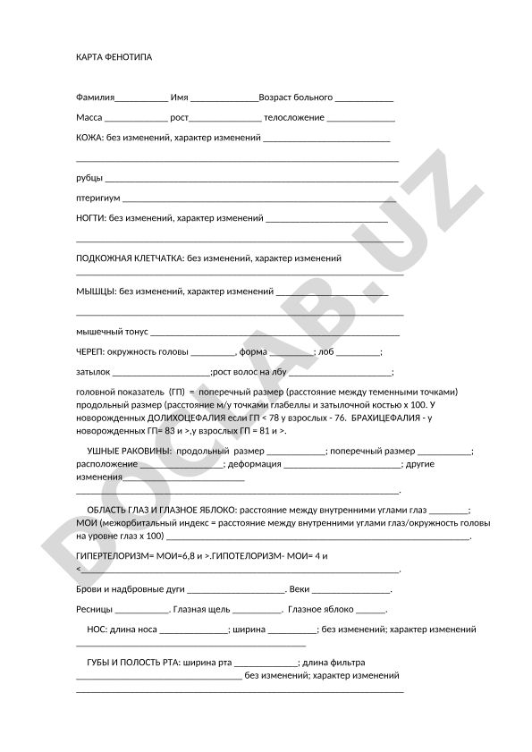 Карта фенотипа пациента