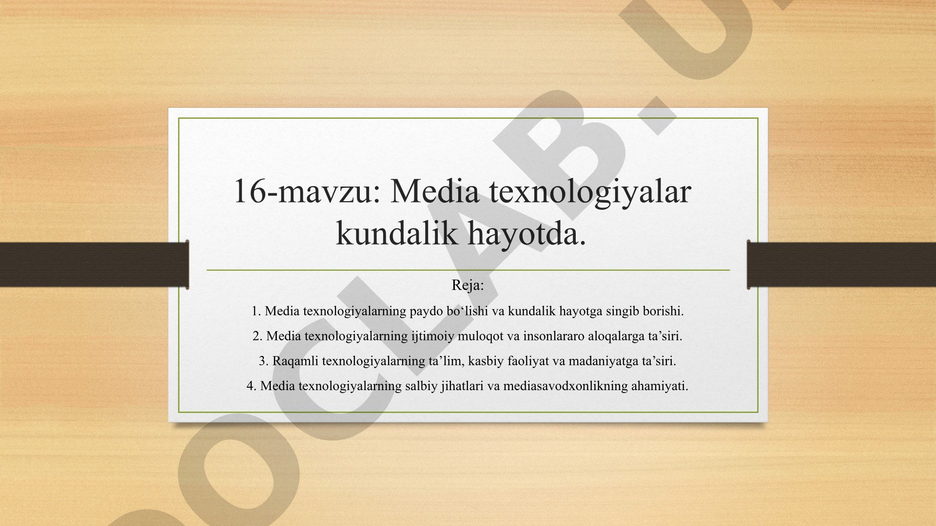 Media texnologiyalar kundalik hayotda