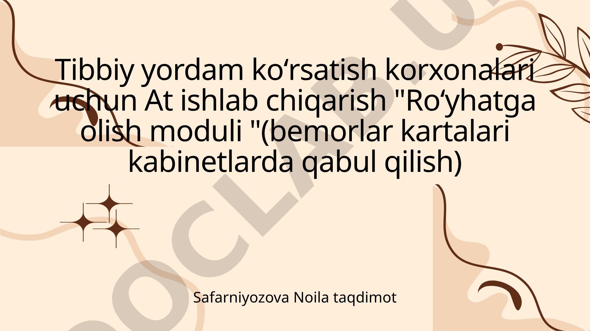 Tibbiy yordam ko'rsatish korxonalari uchun ro'yhatga olish moduli