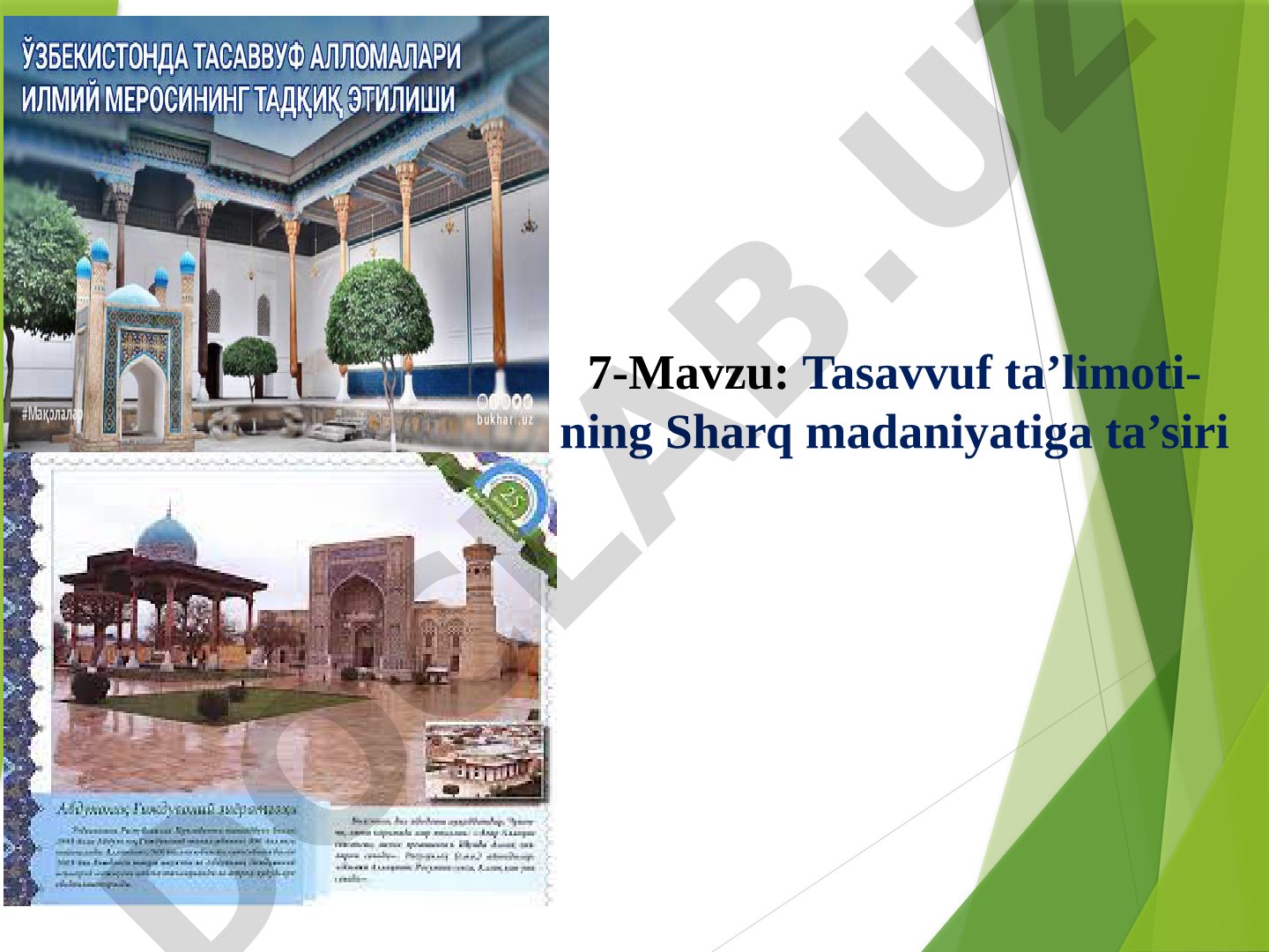 Tasavvuf ta’limoti-ning Sharq madaniyatiga ta’siri